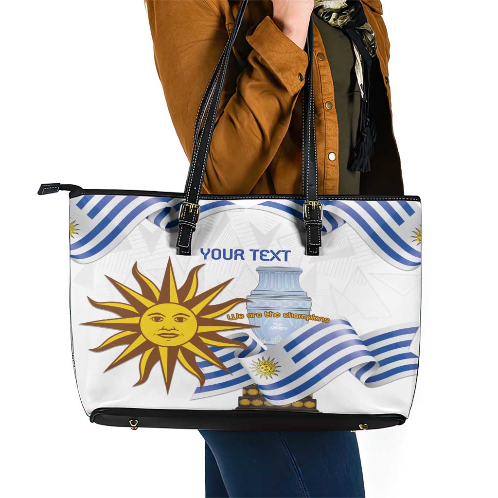Custom Uruguay La Celeste Football Champions Leather Tote Bag Glory To The Sky Blue LT9