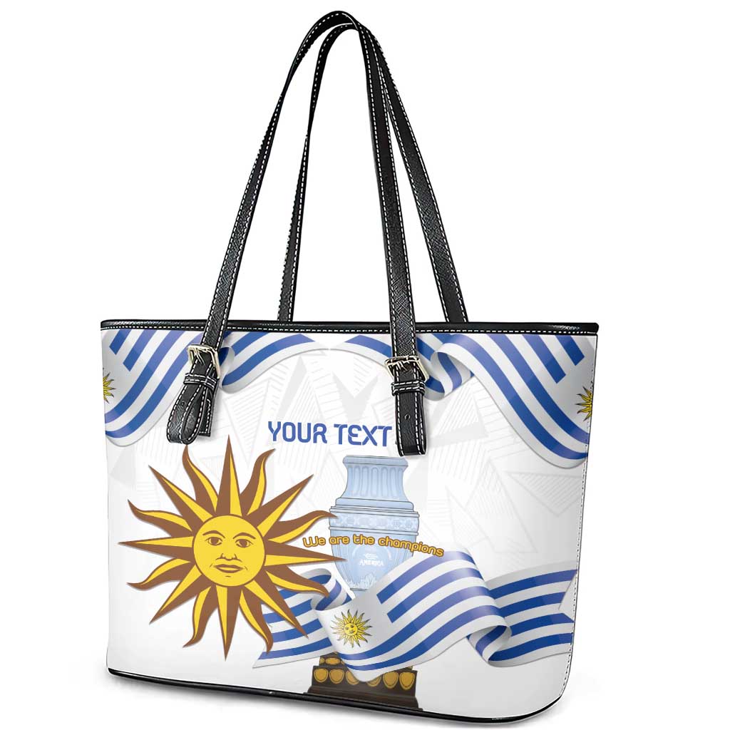 Custom Uruguay La Celeste Football Champions Leather Tote Bag Glory To The Sky Blue LT9