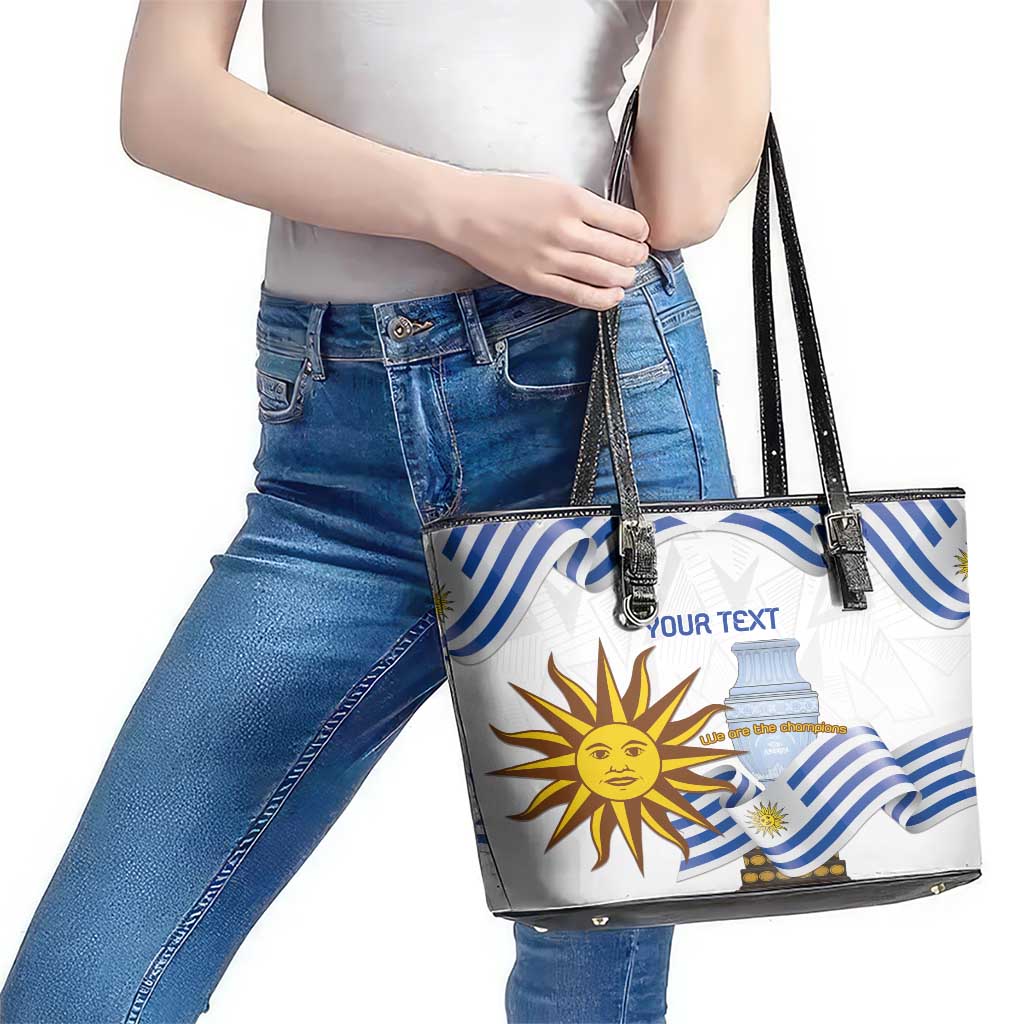 Custom Uruguay La Celeste Football Champions Leather Tote Bag Glory To The Sky Blue LT9