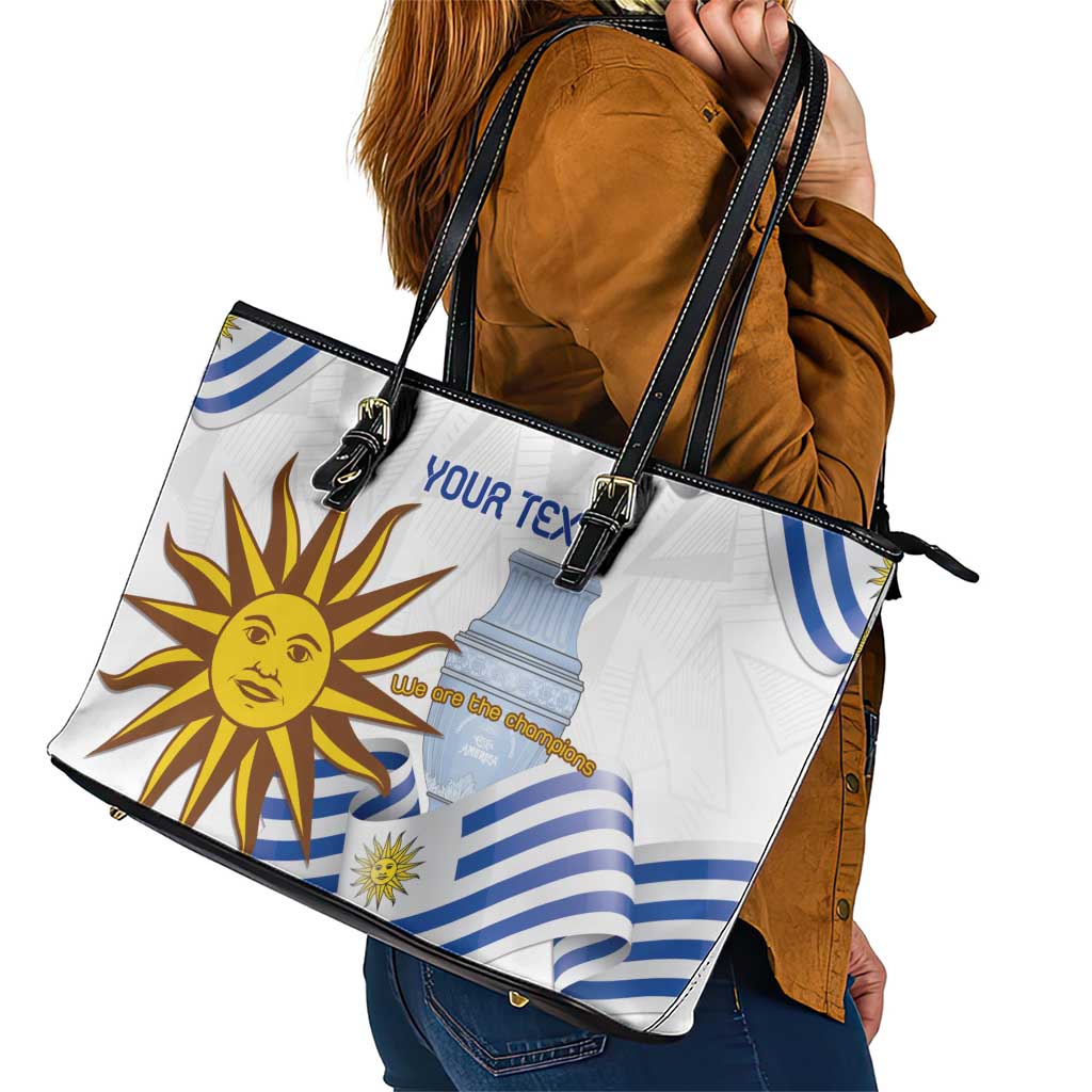 Custom Uruguay La Celeste Football Champions Leather Tote Bag Glory To The Sky Blue LT9