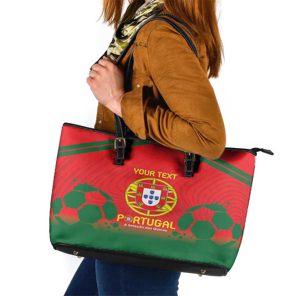Custom Portugal Football Leather Tote Bag Come On A Selecao das Quinas LT9