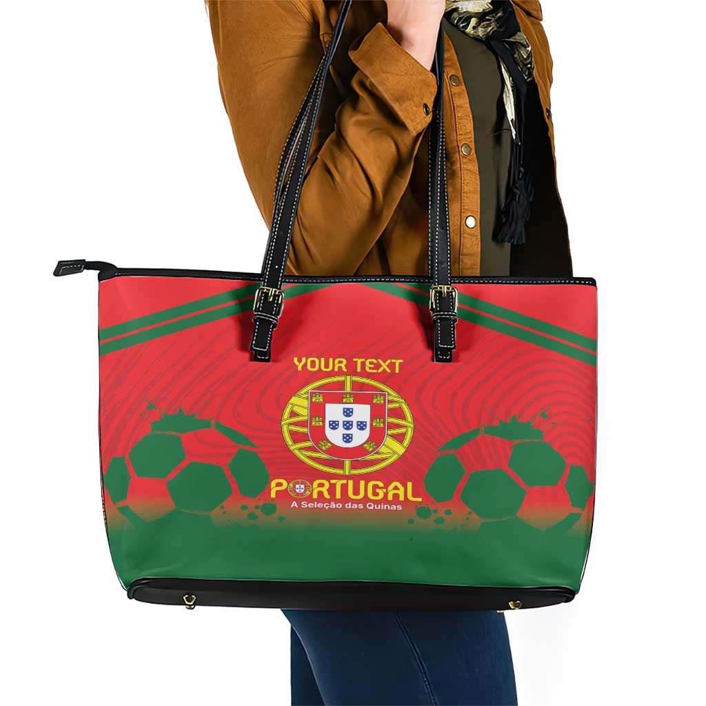 Custom Portugal Football Leather Tote Bag Come On A Selecao das Quinas LT9