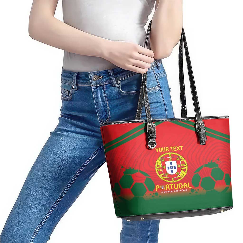 Custom Portugal Football Leather Tote Bag Come On A Selecao das Quinas LT9