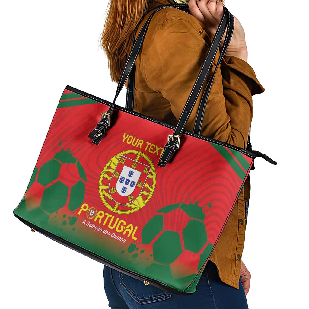 Custom Portugal Football Leather Tote Bag Come On A Selecao das Quinas LT9