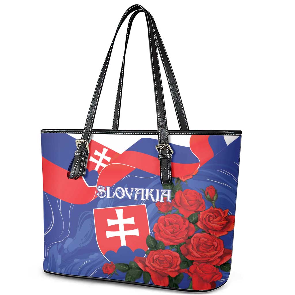 Slovakia Flag Mixed Rose Flowers Leather Tote Bag LT9