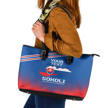 Custom Slovakia Football Leather Tote Bag Come On Sokoli Falcons LT9