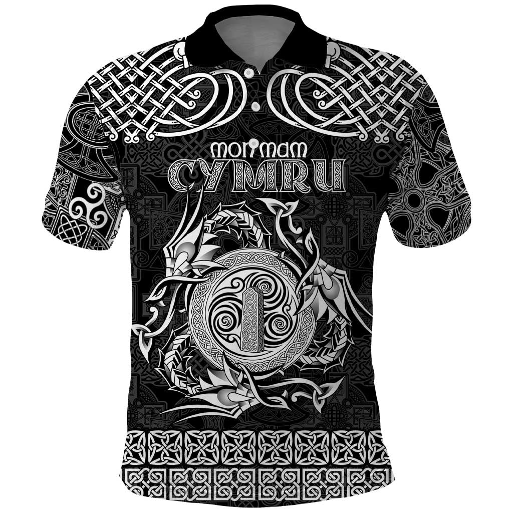 Personalized Anglesey Ynys Mon Polo Shirt Black Standing Stone Celtic-inspired LT9