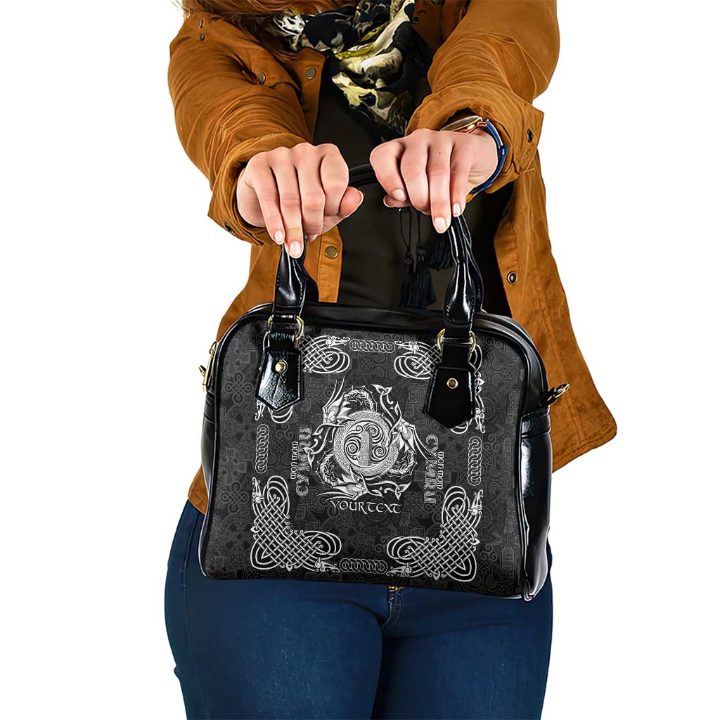 Personalized Anglesey Ynys Mon Shoulder Handbag Black Standing Stone Celtic-inspired LT9