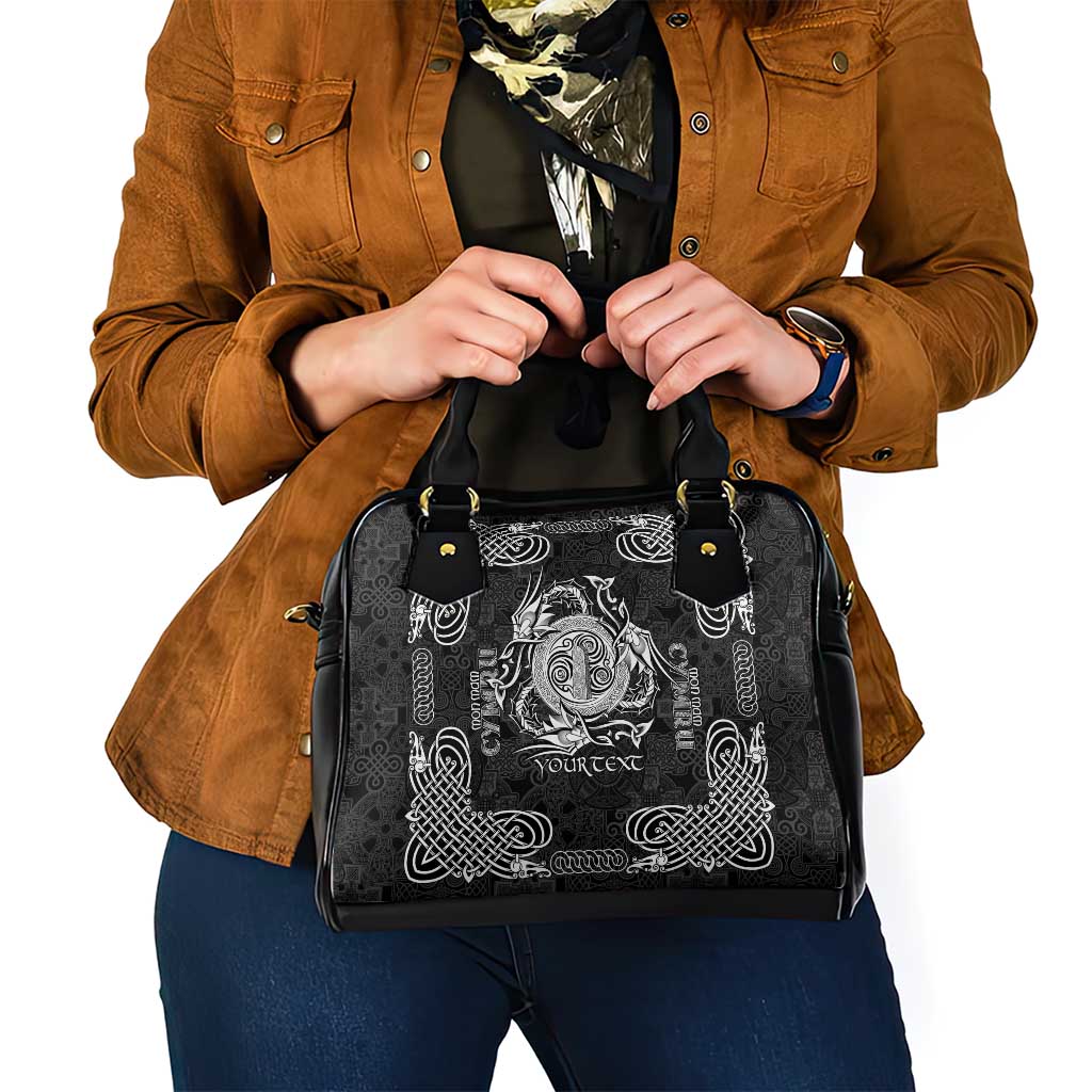 Personalized Anglesey Ynys Mon Shoulder Handbag Black Standing Stone Celtic-inspired LT9