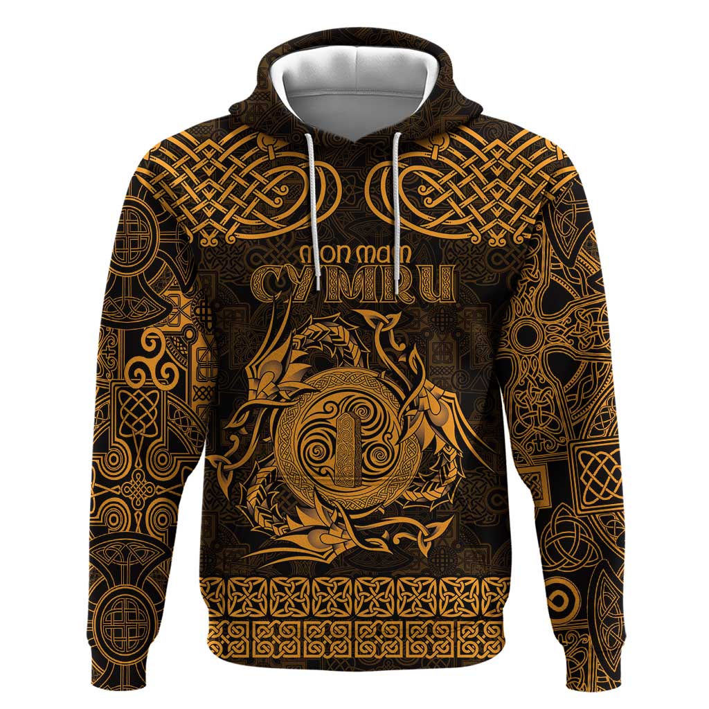 Personalized Anglesey Ynys Mon Hoodie Gold Standing Stone Celtic-inspired LT9
