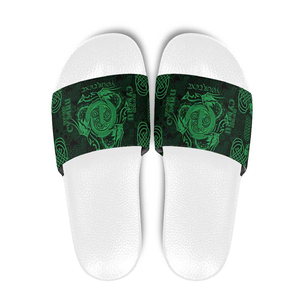 Personalized Anglesey Ynys Mon Slide Sandals Green Standing Stone Celtic-inspired LT9