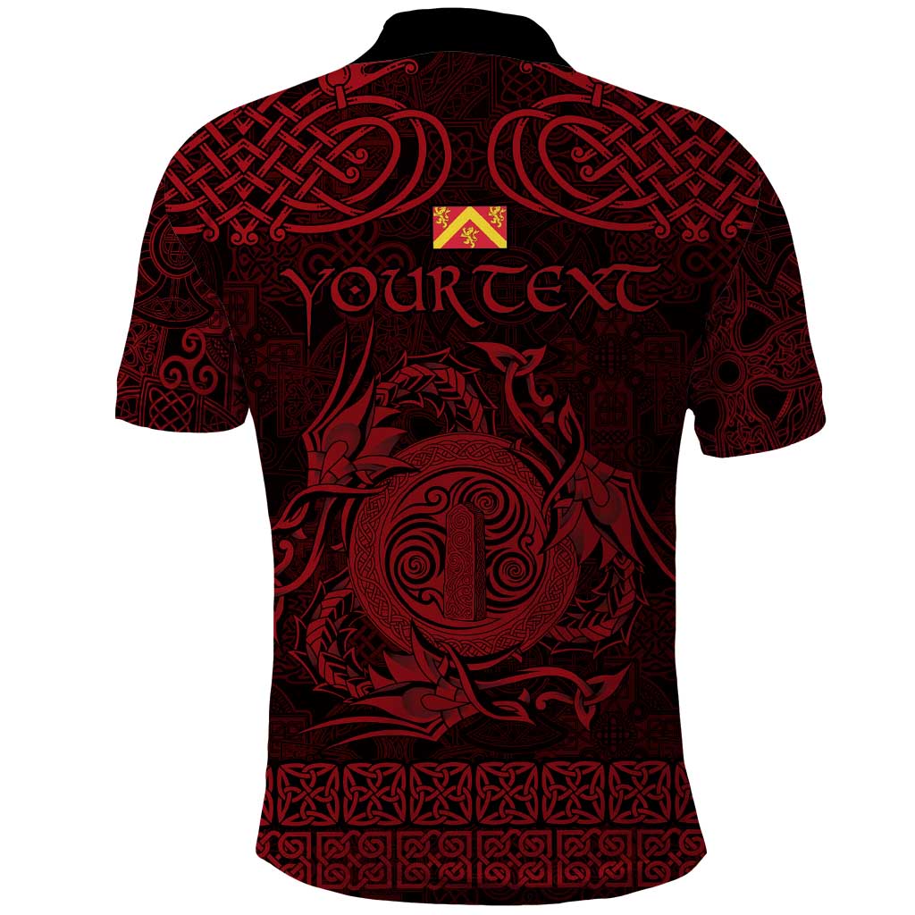 Personalized Anglesey Ynys Mon Polo Shirt Red Standing Stone Celtic-inspired LT9