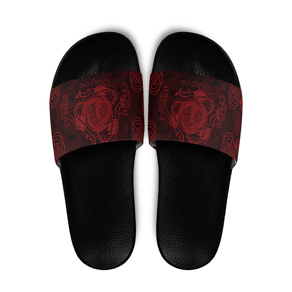 Personalized Anglesey Ynys Mon Slide Sandals Red Standing Stone Celtic-inspired LT9