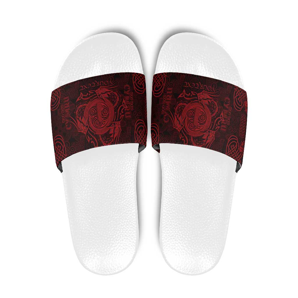 Personalized Anglesey Ynys Mon Slide Sandals Red Standing Stone Celtic-inspired LT9