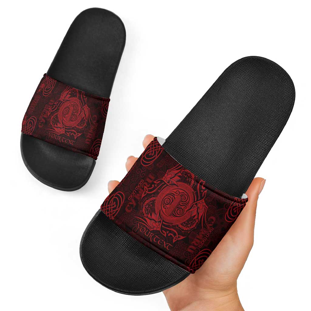 Personalized Anglesey Ynys Mon Slide Sandals Red Standing Stone Celtic-inspired LT9
