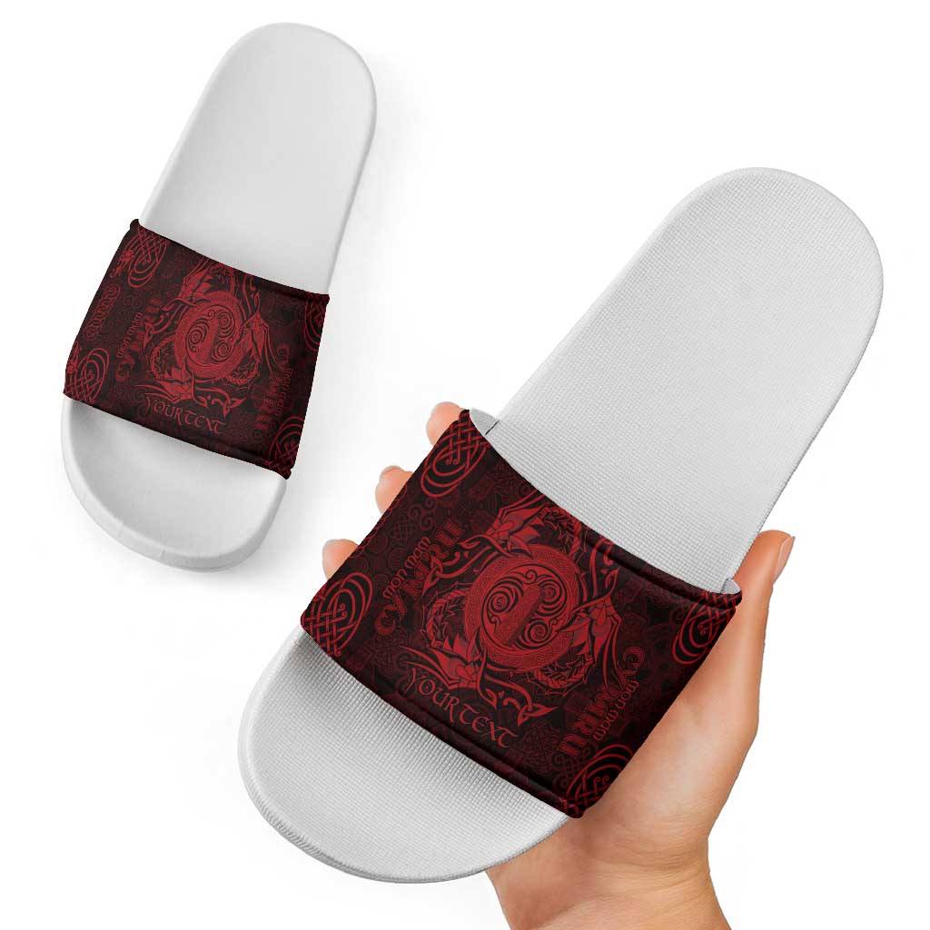Personalized Anglesey Ynys Mon Slide Sandals Red Standing Stone Celtic-inspired LT9