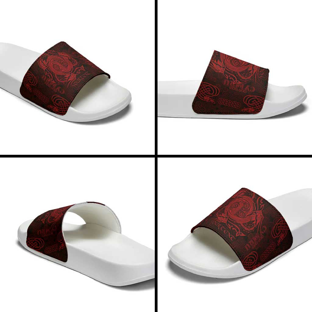 Personalized Anglesey Ynys Mon Slide Sandals Red Standing Stone Celtic-inspired LT9