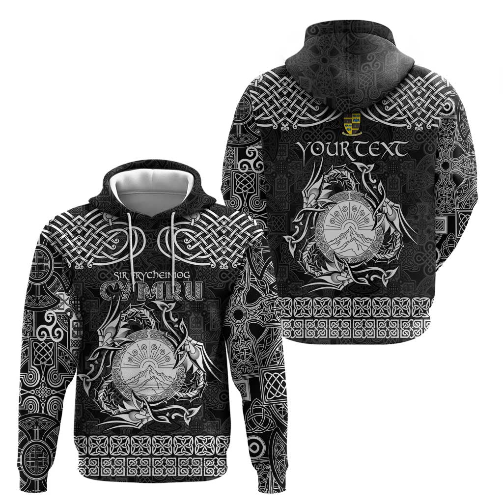 Personalized Brecknockshire Sir Frycheiniog Hoodie Black Brecon Beacons Mountain Celtic-inspired LT9