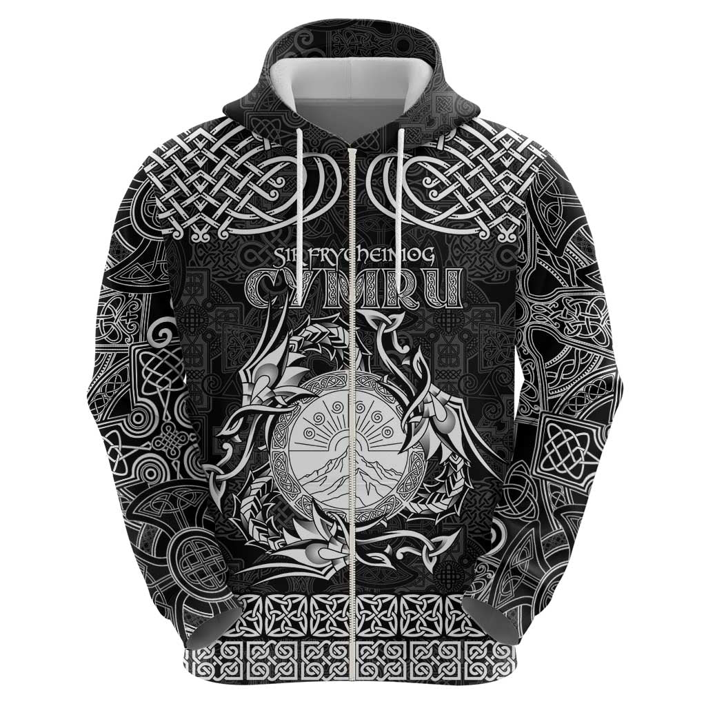 Personalized Brecknockshire Sir Frycheiniog Hoodie Black Brecon Beacons Mountain Celtic-inspired LT9