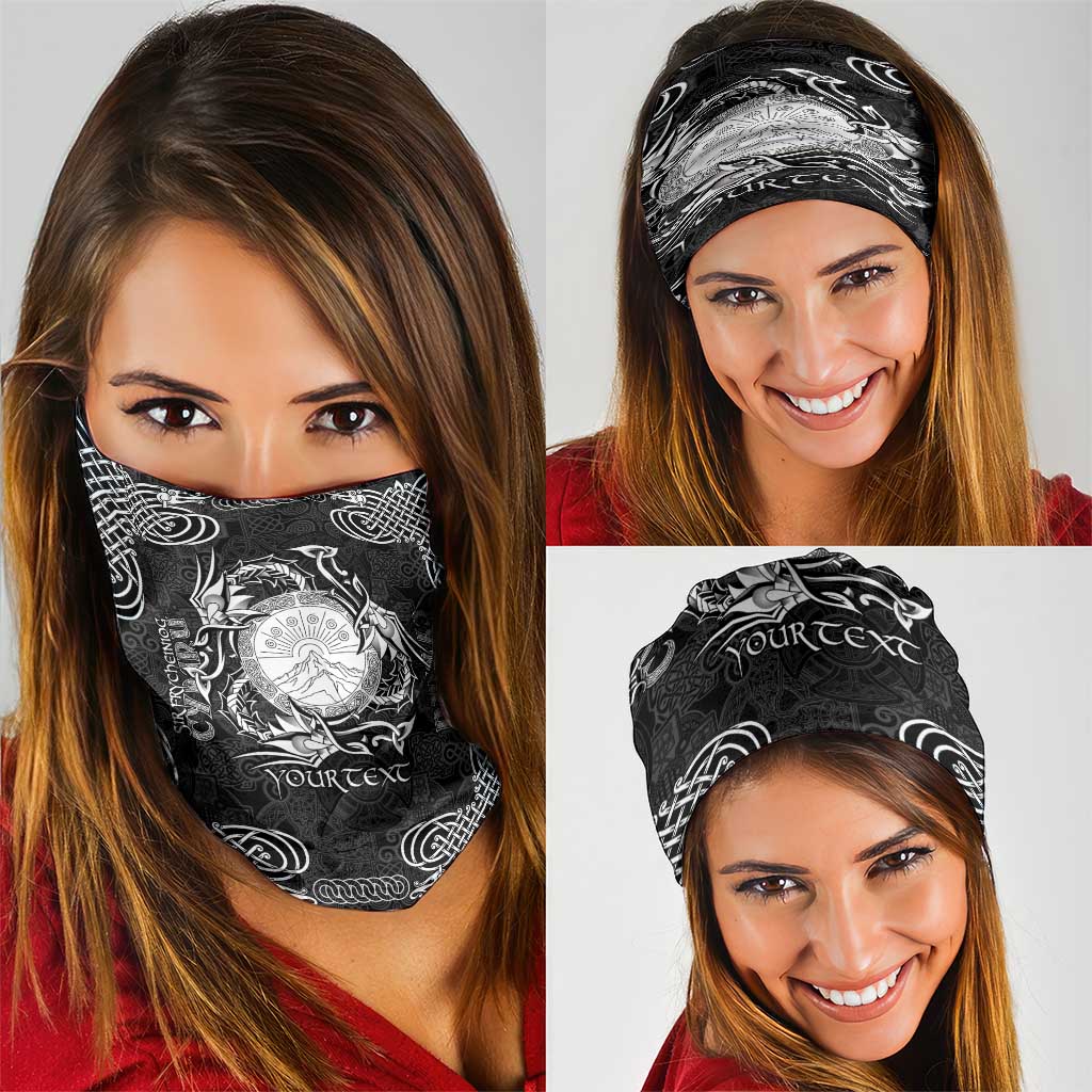 Personalized Brecknockshire Sir Frycheiniog Neck Gaiter Black Brecon Beacons Mountain Celtic-inspired LT9