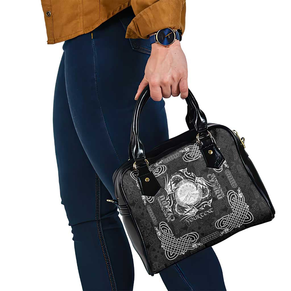 Personalized Brecknockshire Sir Frycheiniog Shoulder Handbag Black Brecon Beacons Mountain Celtic-inspired LT9