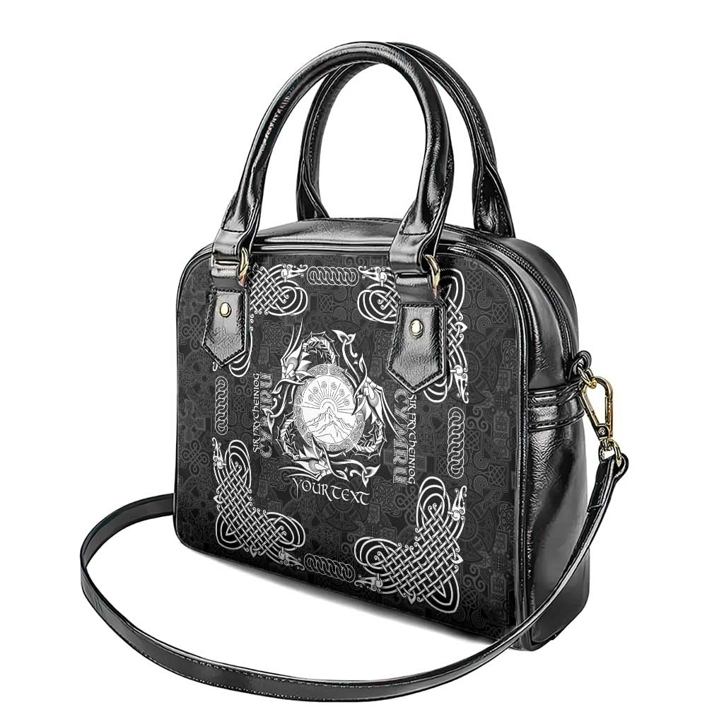Personalized Brecknockshire Sir Frycheiniog Shoulder Handbag Black Brecon Beacons Mountain Celtic-inspired LT9