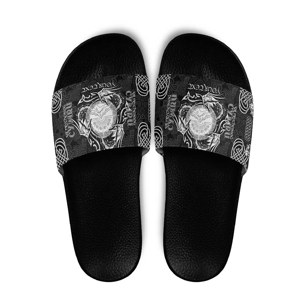 Personalized Brecknockshire Sir Frycheiniog Slide Sandals Black Brecon Beacons Mountain Celtic-inspired LT9