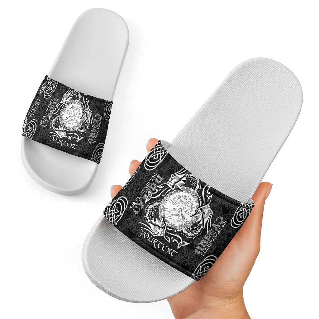 Personalized Brecknockshire Sir Frycheiniog Slide Sandals Black Brecon Beacons Mountain Celtic-inspired LT9