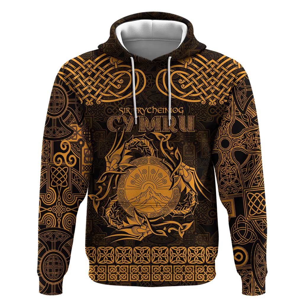 Personalized Brecknockshire Sir Frycheiniog Hoodie Gold Brecon Beacons Mountain Celtic-inspired LT9