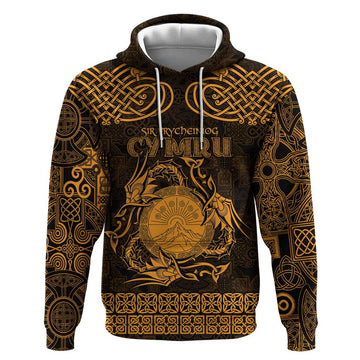 Personalized Brecknockshire Sir Frycheiniog Hoodie Gold Brecon Beacons Mountain Celtic-inspired LT9