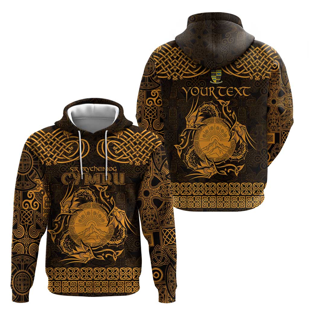 Personalized Brecknockshire Sir Frycheiniog Hoodie Gold Brecon Beacons Mountain Celtic-inspired LT9