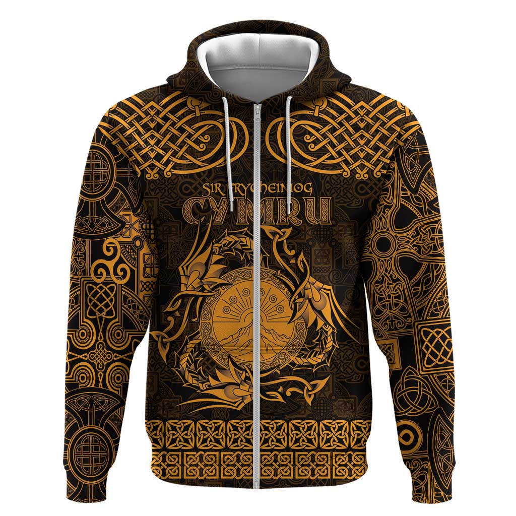 Personalized Brecknockshire Sir Frycheiniog Hoodie Gold Brecon Beacons Mountain Celtic-inspired LT9