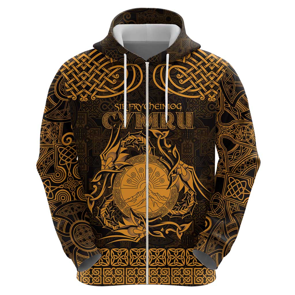 Personalized Brecknockshire Sir Frycheiniog Hoodie Gold Brecon Beacons Mountain Celtic-inspired LT9