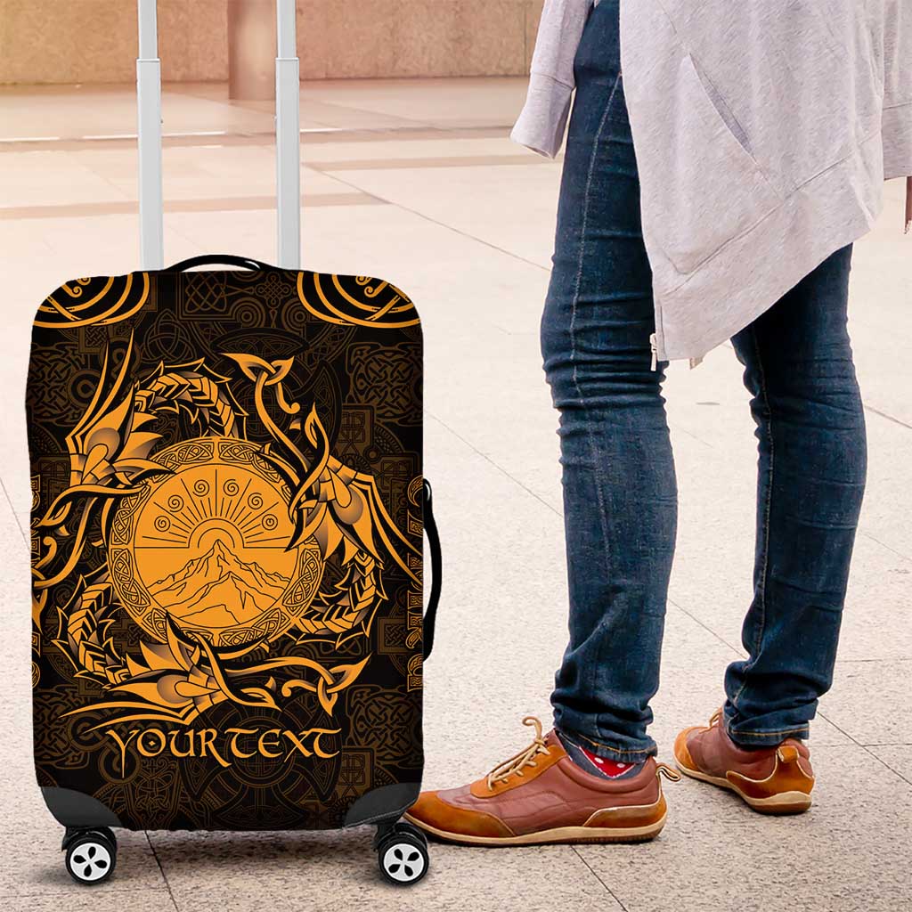 Personalized Brecknockshire Sir Frycheiniog Luggage Cover Gold Brecon Beacons Mountain Celtic-inspired LT9