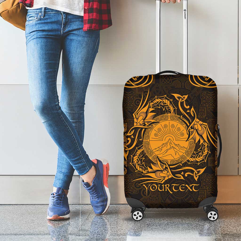Personalized Brecknockshire Sir Frycheiniog Luggage Cover Gold Brecon Beacons Mountain Celtic-inspired LT9