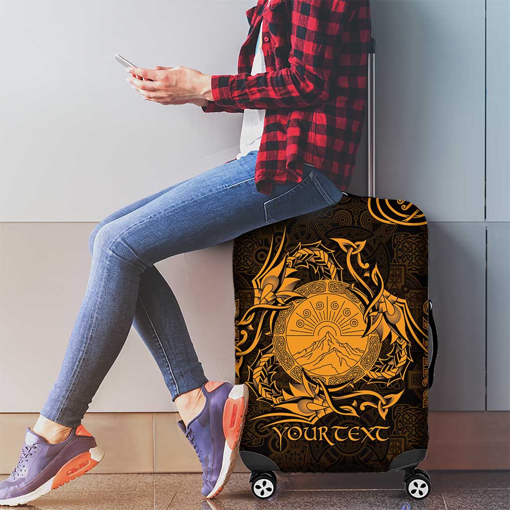 Personalized Brecknockshire Sir Frycheiniog Luggage Cover Gold Brecon Beacons Mountain Celtic-inspired LT9