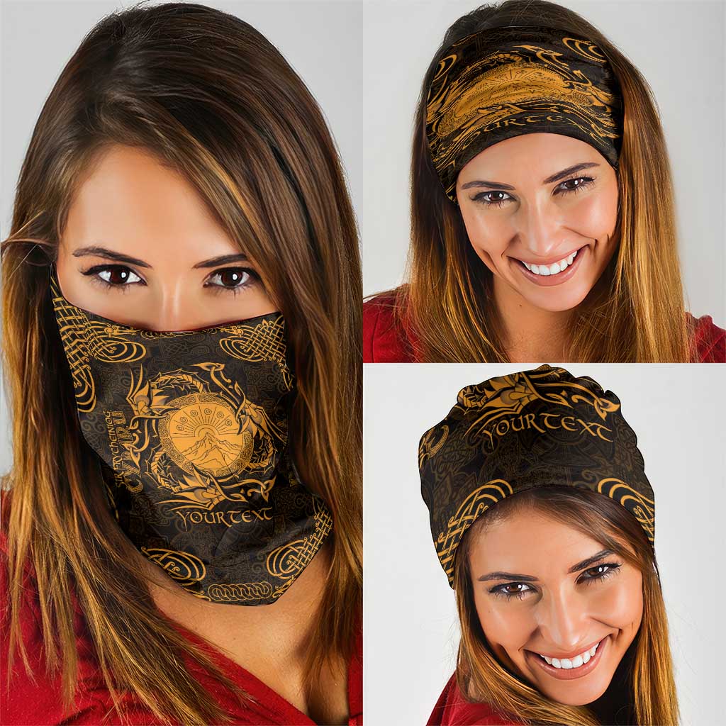 Personalized Brecknockshire Sir Frycheiniog Neck Gaiter Gold Brecon Beacons Mountain Celtic-inspired LT9