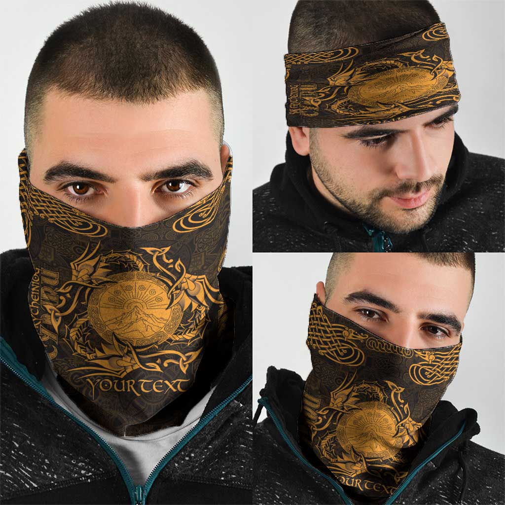 Personalized Brecknockshire Sir Frycheiniog Neck Gaiter Gold Brecon Beacons Mountain Celtic-inspired LT9