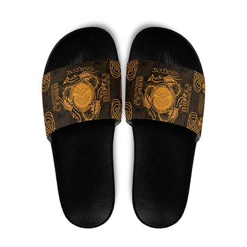 Personalized Brecknockshire Sir Frycheiniog Slide Sandals Gold Brecon Beacons Mountain Celtic-inspired LT9