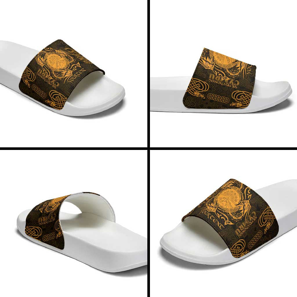 Personalized Brecknockshire Sir Frycheiniog Slide Sandals Gold Brecon Beacons Mountain Celtic-inspired LT9