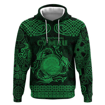 Personalized Brecknockshire Sir Frycheiniog Hoodie Green Brecon Beacons Mountain Celtic-inspired LT9