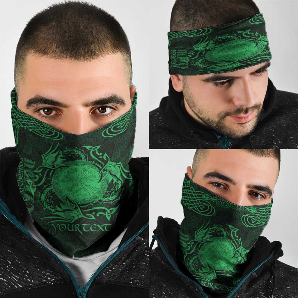 Personalized Brecknockshire Sir Frycheiniog Neck Gaiter Green Brecon Beacons Mountain Celtic-inspired LT9