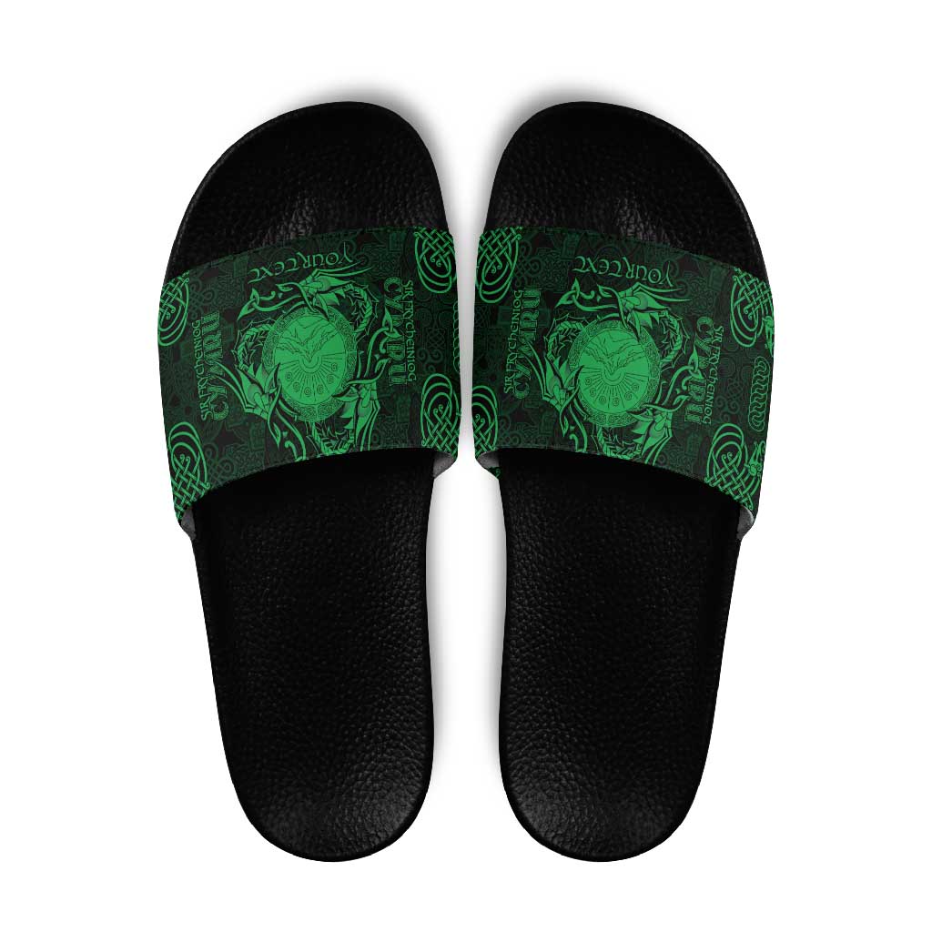 Personalized Brecknockshire Sir Frycheiniog Slide Sandals Green Brecon Beacons Mountain Celtic-inspired LT9
