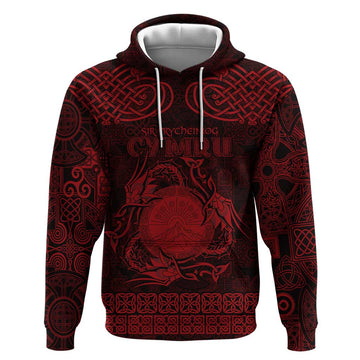 Personalized Brecknockshire Sir Frycheiniog Hoodie Red Brecon Beacons Mountain Celtic-inspired LT9