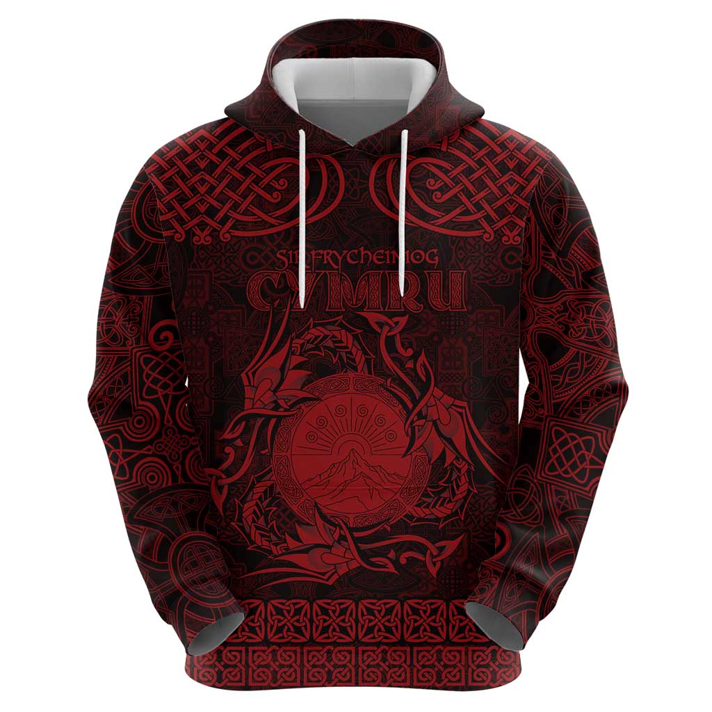 Personalized Brecknockshire Sir Frycheiniog Hoodie Red Brecon Beacons Mountain Celtic-inspired LT9