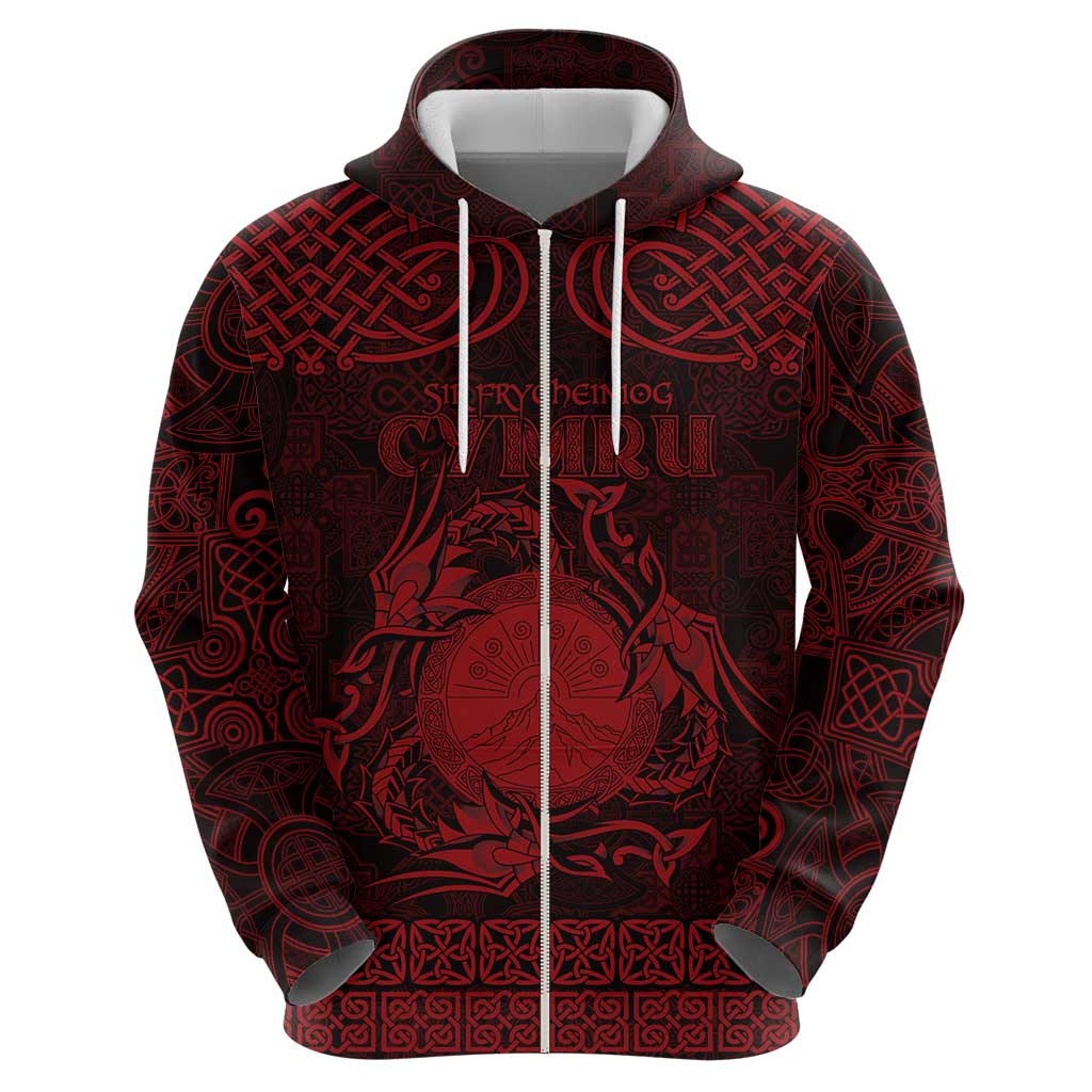 Personalized Brecknockshire Sir Frycheiniog Hoodie Red Brecon Beacons Mountain Celtic-inspired LT9