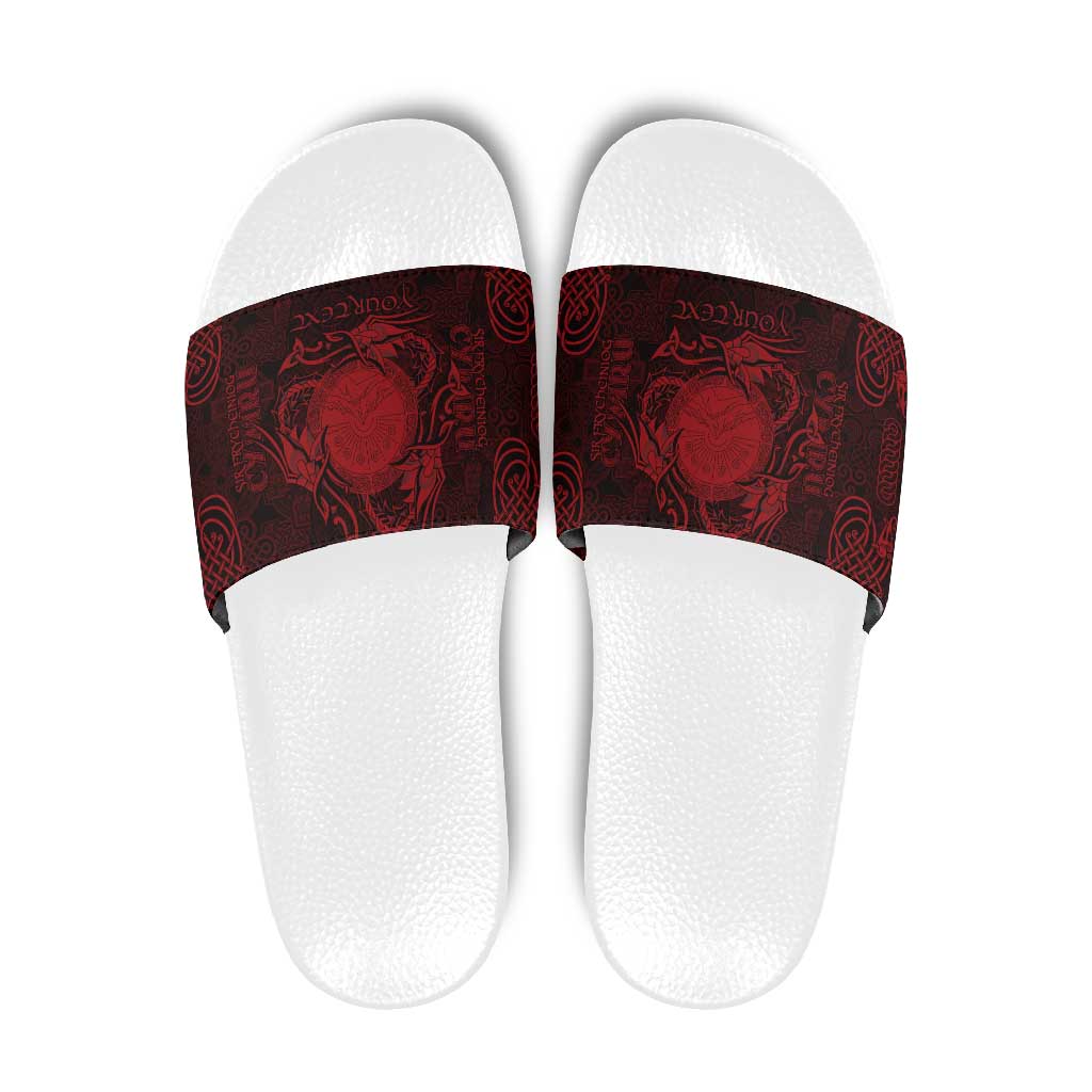 Personalized Brecknockshire Sir Frycheiniog Slide Sandals Red Brecon Beacons Mountain Celtic-inspired LT9