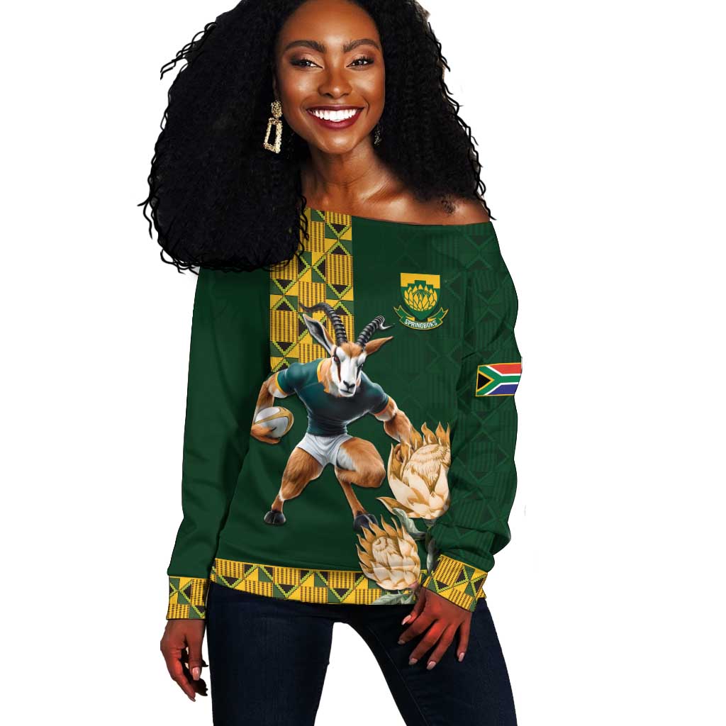 South Africa Rugby History World Champions Off Shoulder Sweater Springboks Make History LT9