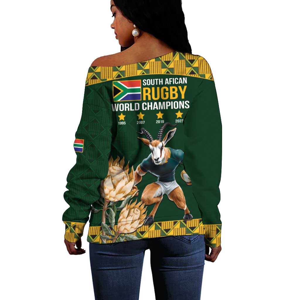 South Africa Rugby History World Champions Off Shoulder Sweater Springboks Make History LT9