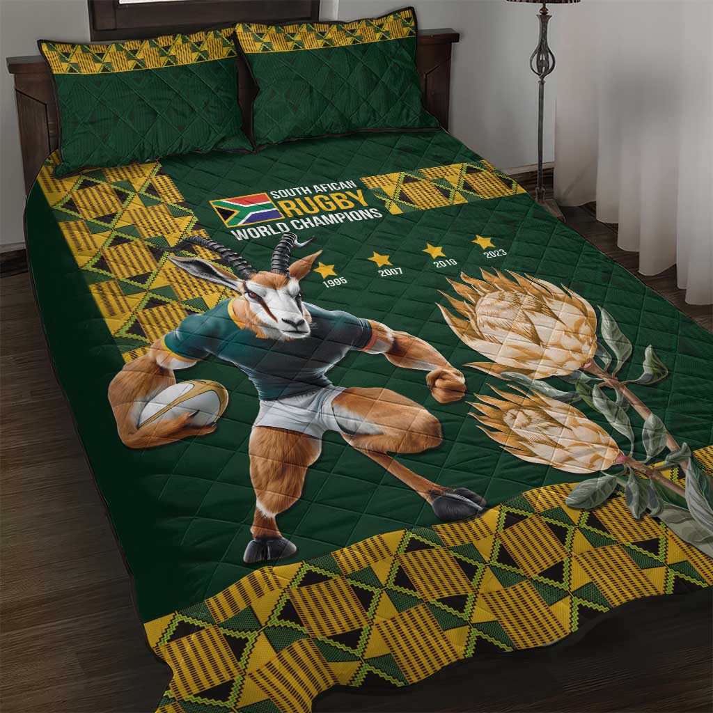 South Africa Rugby History World Champions Quilt Bed Set Springboks Make History LT9